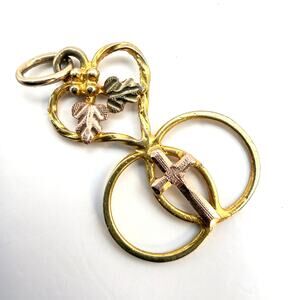 Vtg BLACK HILLS GOLD 12K Marriage Infinity Heart Pendant Dainty Unsigned